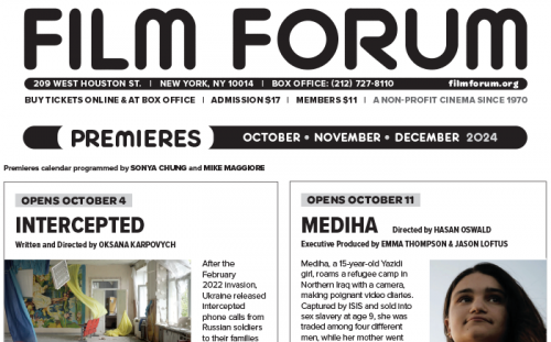 Oct–Dec 2024 <br>Film Forum Premieres & Repertory Calendar